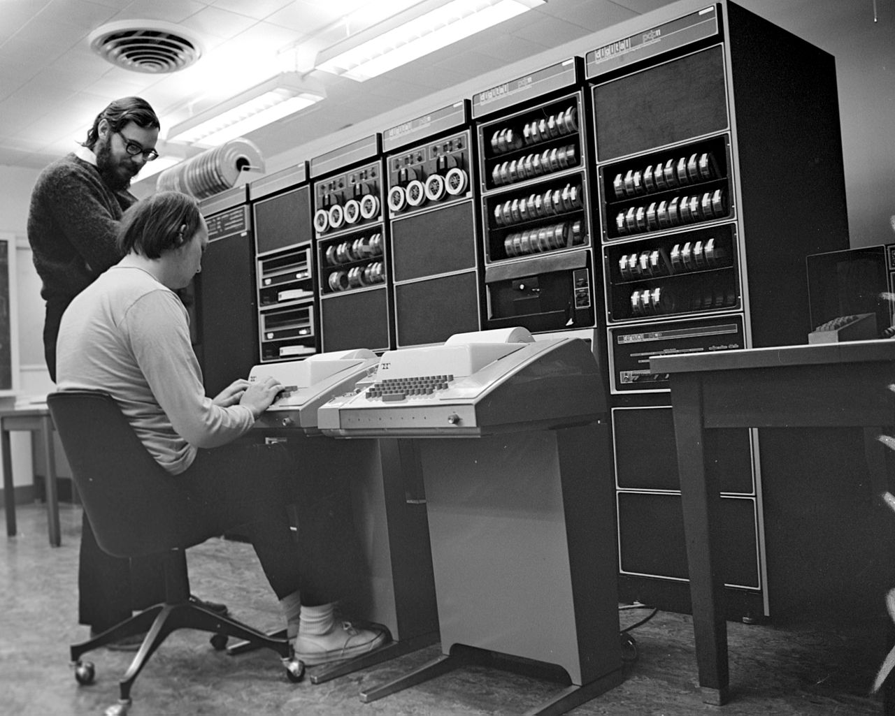 Ken Thompson and Dennis Ritchie working on the PDP-11