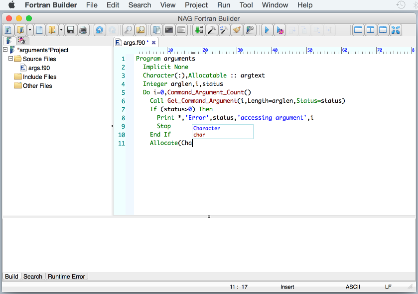NAG Fortran Compiler Screenshot