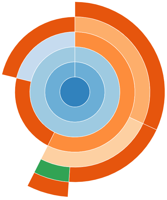 A sunburst visualisation for the worked example Python code.