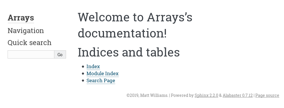 Arrays documentation
