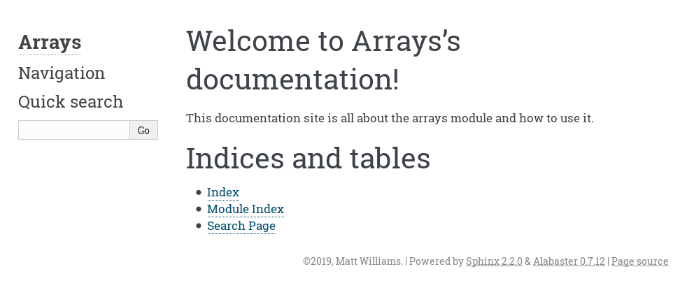 Arrays documentation